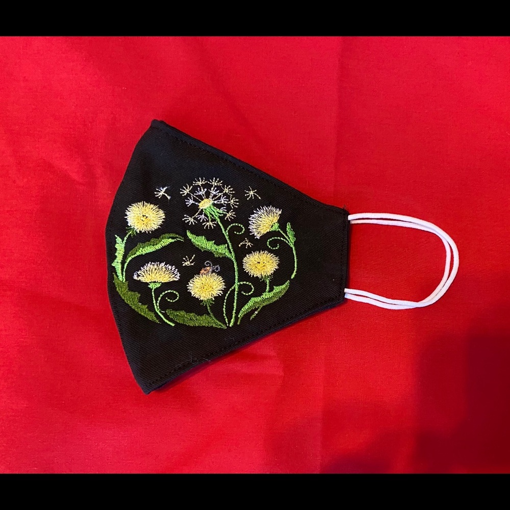 Embroidered Dandelion face mask